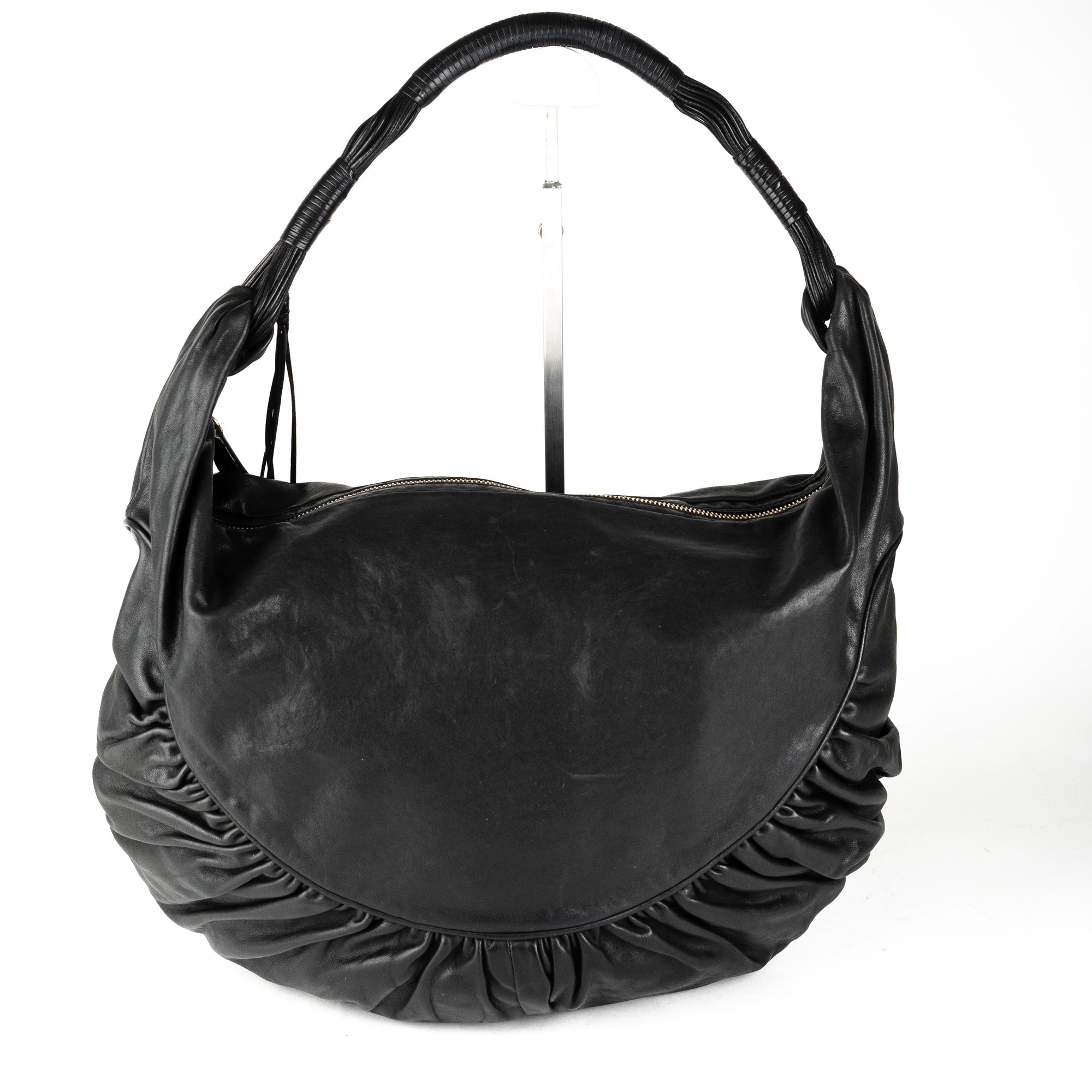 DIOR 61 Black Leather Hobo Bag Slouchy Casual Pebbled Shoulder Handbag Tote  AUTH  eBay